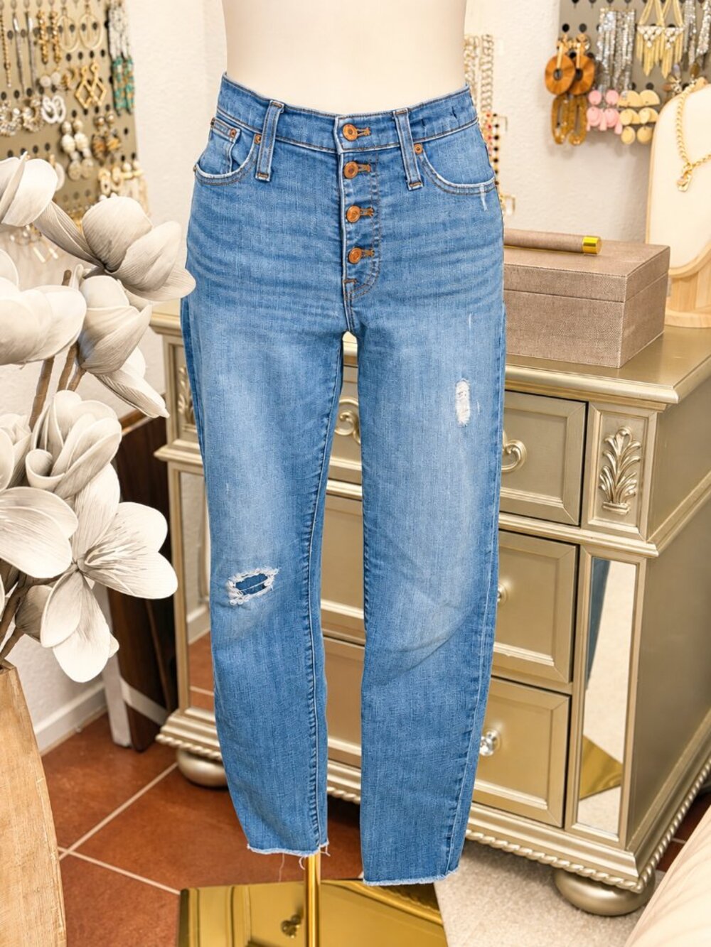 J.Crew 9” High-Rise Toothpick Jeans Size 27 Distressed Light Wash